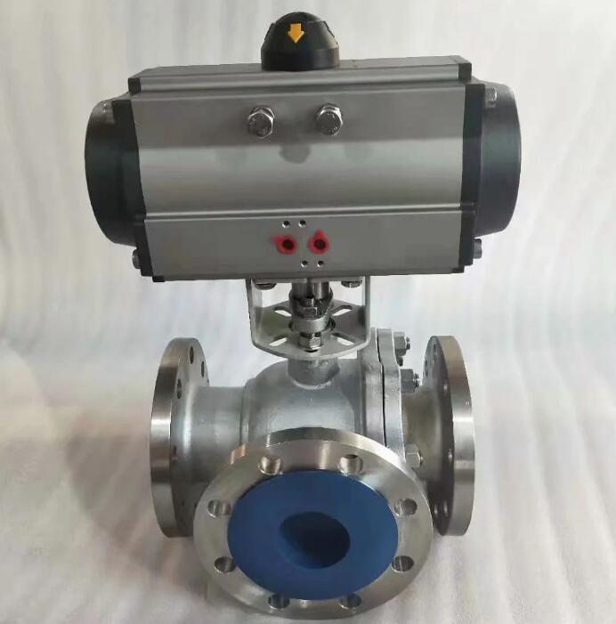 氣動法蘭三通球閥